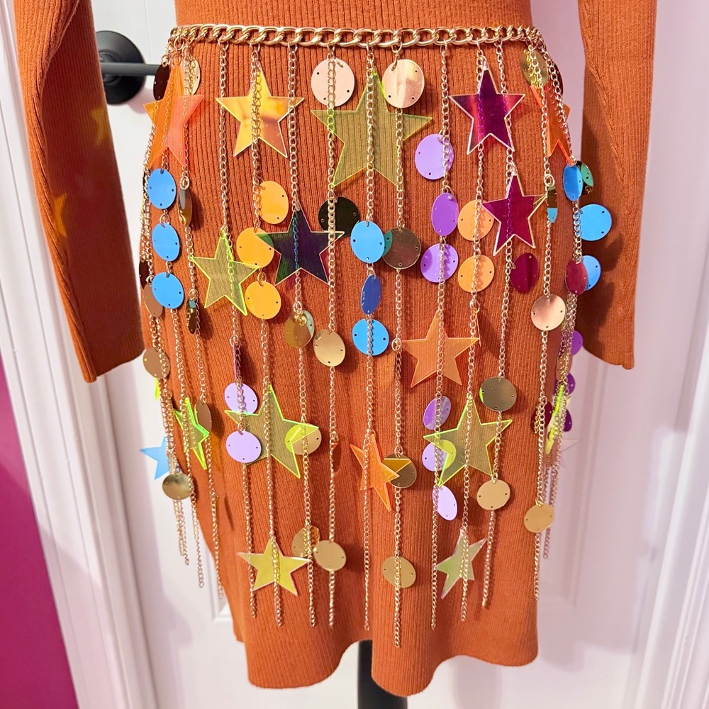 Neon Star Acrylic Waist Chain Skirt - Picture 4 of 6